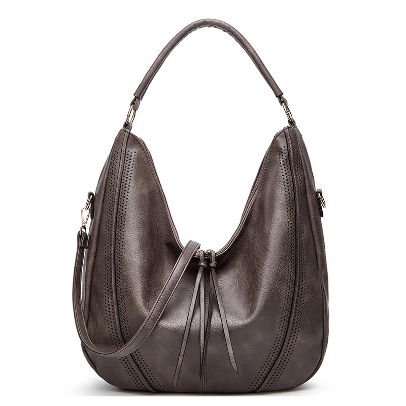 Bolso Hobo de cuero genuino para mujer miniatura 1