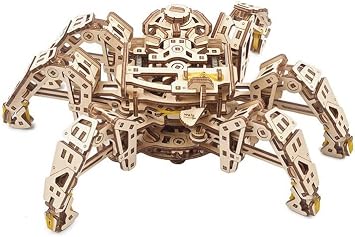 UGEARS Hexapod Explorer, Model Kit, 3D Puzzle, Walking Robot Wooden Model Kits for Adults to Build - Self-Propelled 6-Legged Mechanical Crawler Craft Kit
