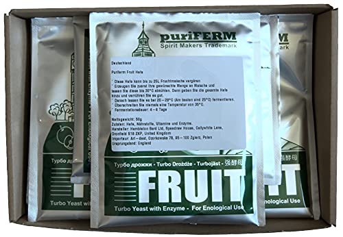 8x Puriferm Turbo Fruit Fruchtweinhefe für Früchte Brombeere Johannisbeere Weinhefe etc.