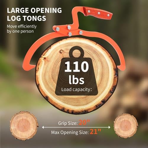 20 Pulgadas (Unos 50,8 cm) Pinza Forestal para Troncos, Pinza Forestal para Elevar Troncos, Pinzas para Arrastrar Troncos, Herramientas para Levantar y Transportar Troncos