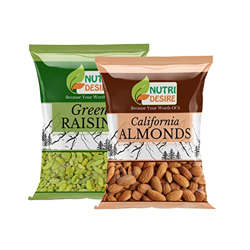 Nutri Desire California Almonds 1kg and Green Raisins 1 kg Total 2 Kg