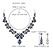 BriLove Wedding Bridal Necklace Earrings Jewelry Set for Women Crystal Teardrop Cluster Statement Dangle Navy Blue Sapphire Color Gold-Toned