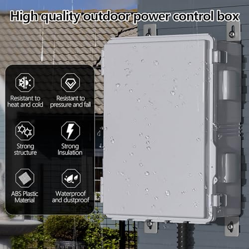 Outdoor Electrical Box with Thermostat and Fan, Ventilated Design, Cable Grommets, Indoor/Outdoor Use with Mounting Panel. (Grey Cover, 19.7"x15.7"x7.9") by ANIMACYN - Image 3