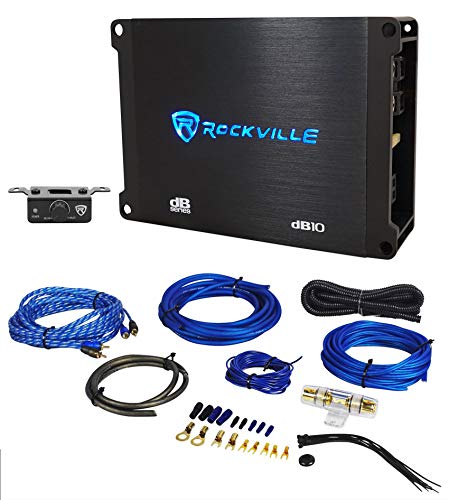 Rockville Bundle: Rockville dB10 800w Peak Mono Car Audio Amplifier Bundle with Rockville RWK81 8 Gauge Complete Amp Installation Wire Kit with 100% Copper RCA (2 Items)