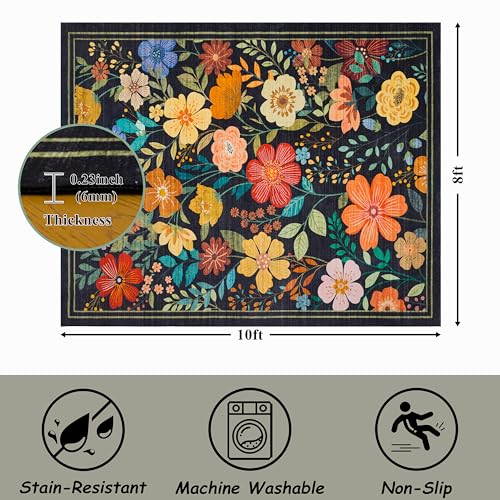 Tapete decorativo floral antideslizante 8' x 10' miniatura 2