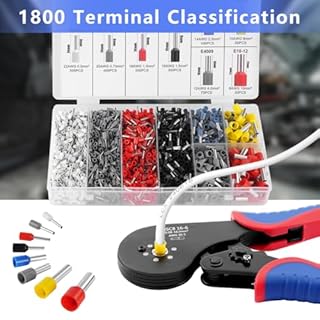 AOOWU Pinza Crimpatrice Capicorda, Pinza per Terminali con 1800 Pezzi Capicorda Elettrici a Crimpare, Pinza Crimpatrice Kit 0,08-16mm² per Auto e Installazioni Elettriche