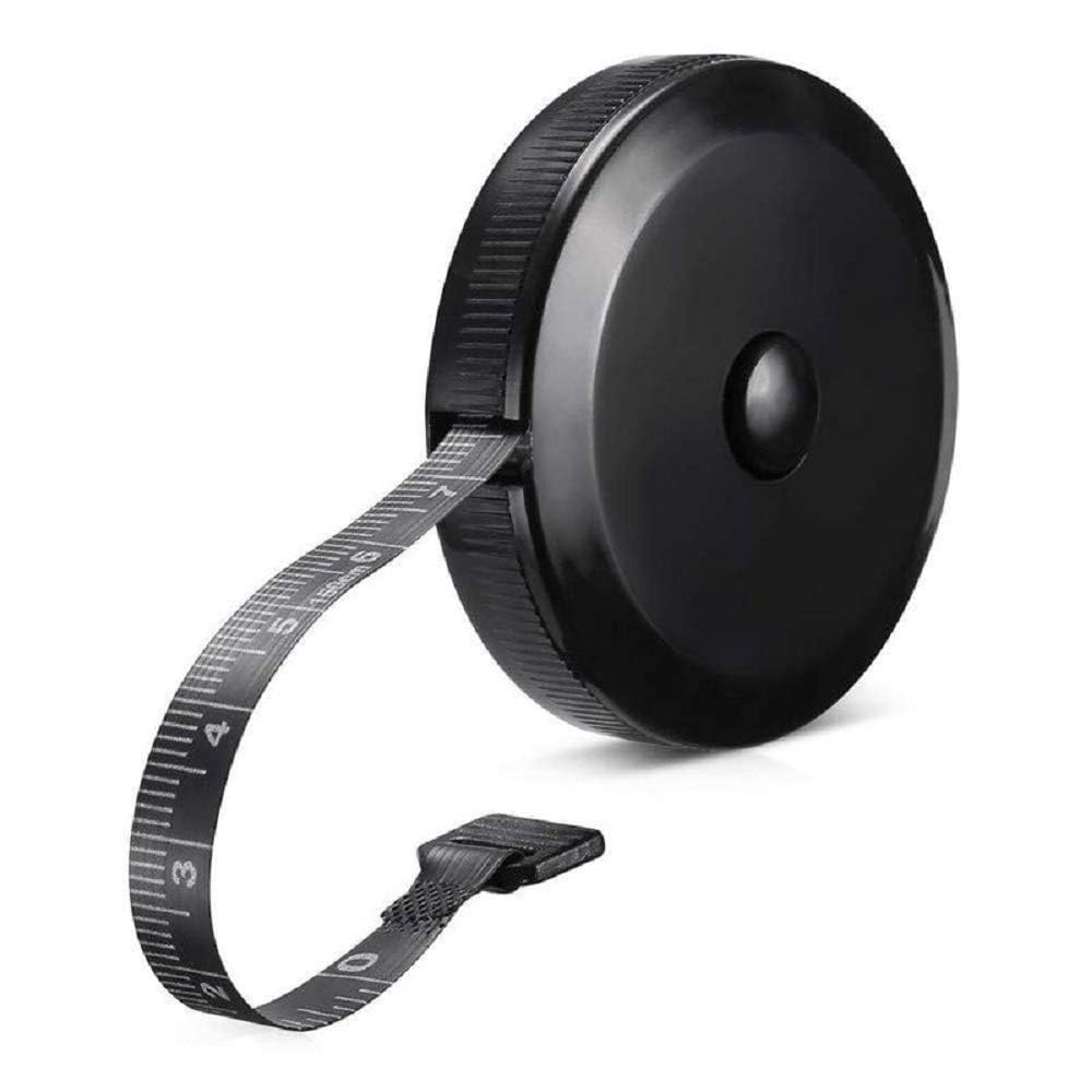 Khazna Soft Retractable Black Dual Sided Tape Measure Body Measuring Tape Set, 150cm/60inch, 1.5M/60In, Black, Fiberglass, Plastic Case, Sewing, Tailoring, Body Measurement, Portable, Easy to Carry