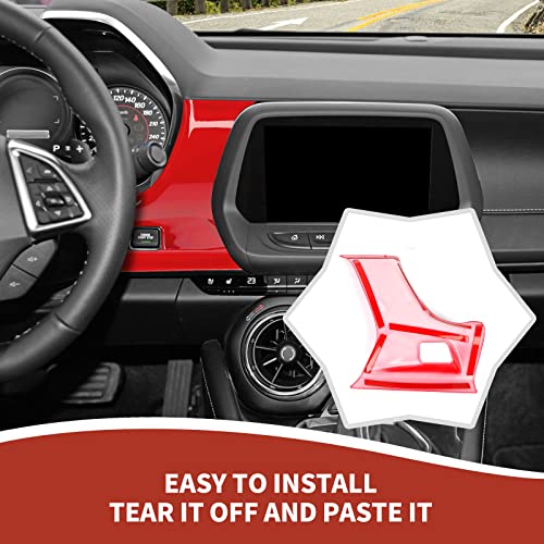 Razpoy For Camaro Center Console Panel Trim, 3Pcs Dashboard Panel Cover Compatible With 2016-2023 Chevrolet Chevy Camaro Interior Accessories, Red #TOP6
