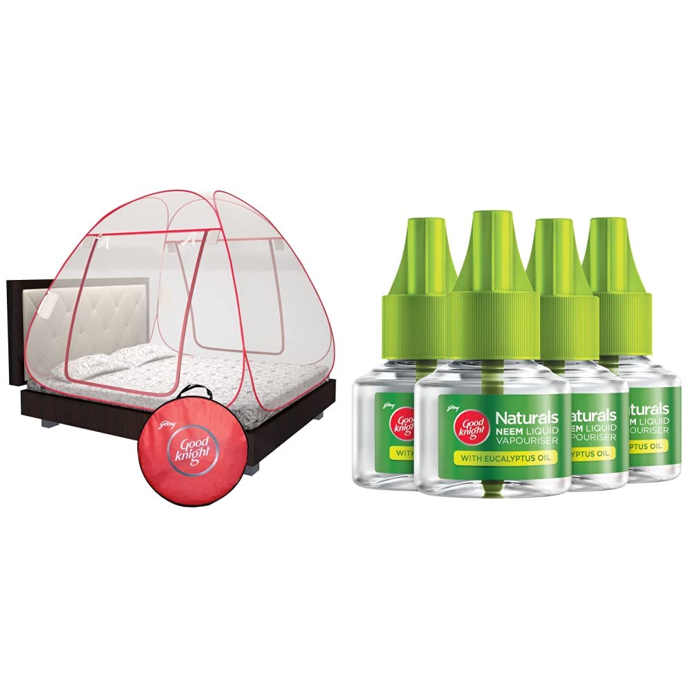 Good knight Mosquito Net for Double Bed Red & Naturals, 4 Refills â