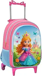 Mochila Rodinha Infantil Escolar Menina Grande Princesa |Rosa|