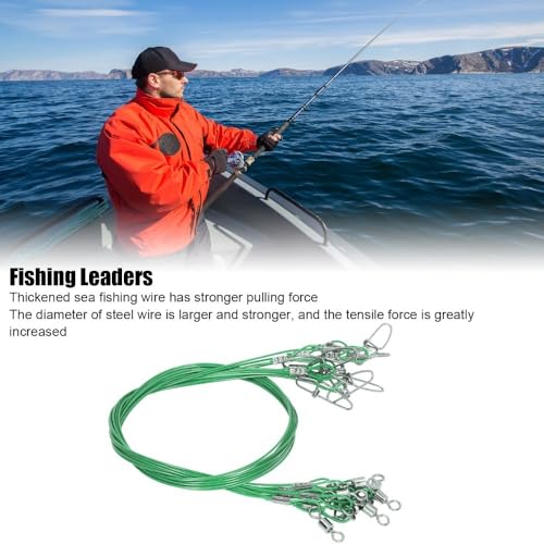 Set de 30 líderes de pesca en acero al carbono de 140LB, 50 cm miniatura 4