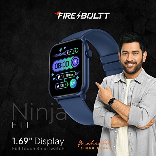 Image of Fire-Boltt Ninja Fit Smartwatch Full Touch 1.69 & 120+ Sports Modes with IP68, Multi UI Screen, Over 100 Cloud Based Watch Faces, Built in Games (Blue)