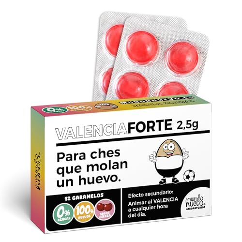 Caramelos de broma VALENCIAFORTE | Caja con 12 caramelos sin azúcar sabor cereza | Regalo original para valencianistas fieles | Detalle divertido para cumpleaños, fallas o partidos en Mestalla Caramelos de broma VALENCIAFORTE | Caja con 12 caramelos sin azúcar sabor cereza | Regalo original para valencianistas fieles | Detalle divertido para cumpleaños, fallas o partidos en Mestalla