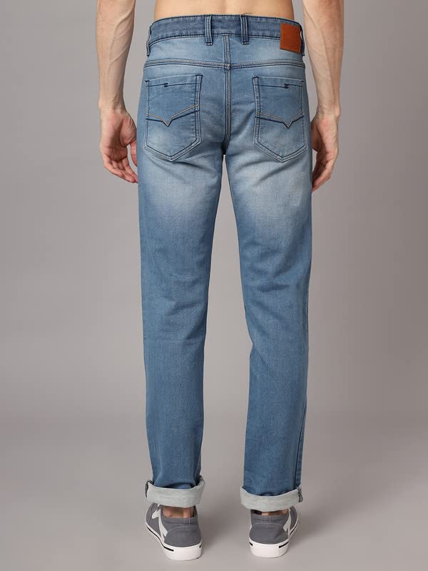 Image of Cantabil Men Blue Cotton Regular Fit Casual Jeans (P CTDUN1162 MEDIUMMERCERISED)