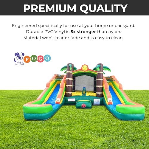 Crossover Tropical Inflatable Bounce House with Double Inflatable Water Slides for Kids, 16.5 x 15 x 11 Foot, Bouncy House for Kids, Commercial Outdoor Party Bouncer with Blower, Stakes, Storage Bag - Image 5