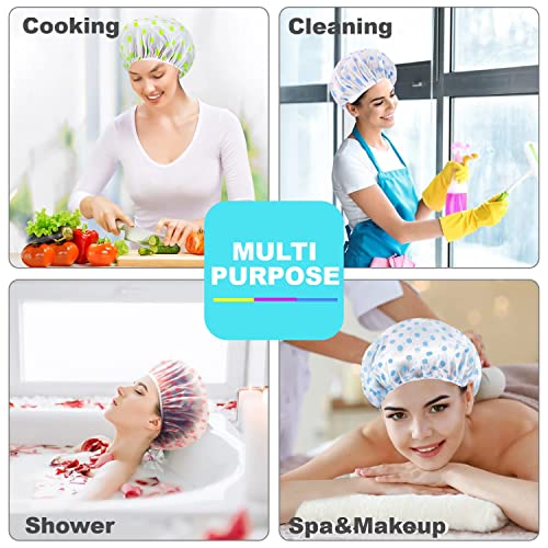 Image of Waterproof Shower Caps, Plastic Shower Cap, Elastic Bath Cap, Reusable Shower Caps, Large Hair Cap for Women, Girls, Spa, Salon Multipurpose Reusable Caps for All Size, Pack of 2