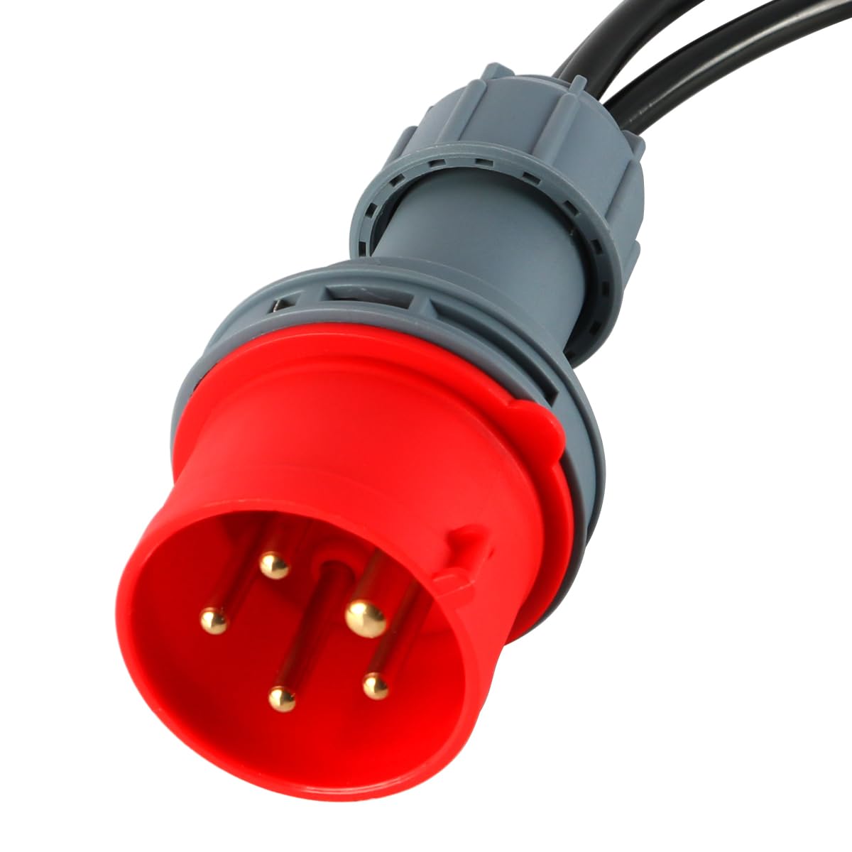 Adapter CEE o dużym natężeniu prądu 16 A do 3 x 230 V, złącze gumowe, adapter kabla zasilającego do kempingu, złącze uziemiające do przyczepy kempingowej