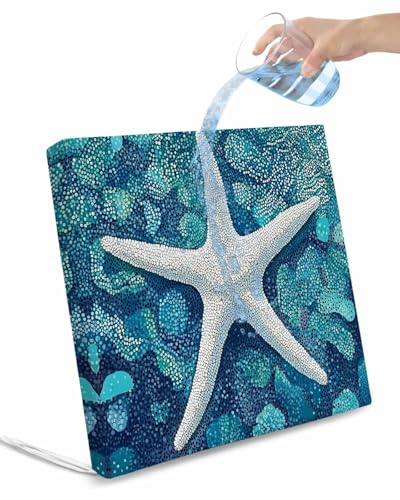 2 Pack Summer Starfish Waterproof Cushion Covers with Ties, Outdoor Patio Chaise Lounge Chair Seat Cushion Slip Covers Replacement(Only Cover) Coastal Ocean Watercolor 24