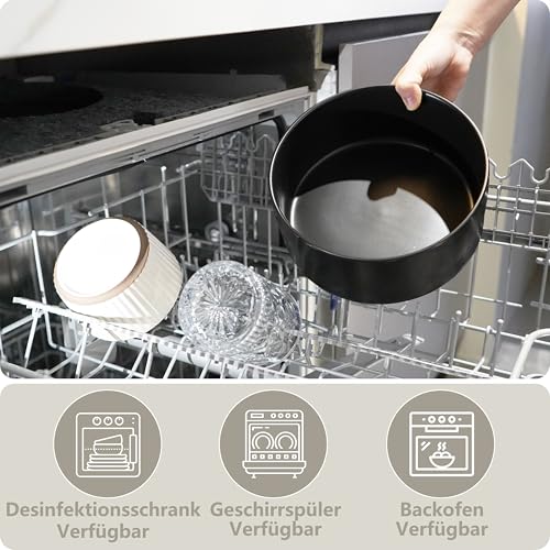 MOPANG Hundenapf Erhöht für Große Hund, Hundenapf Keramik mit Holzständer, Futternapf- und Wassernapf-Set für Hunde, 1800 ml, Dunkelgrau