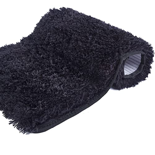 Cumay Tappetino da Bagno Assorbente, Tappetino Doccia Posteriore in Gomma Antiscivolo, Kit Accessori Tappetino da Bagno per Bambini (Nero, 60X90CM)