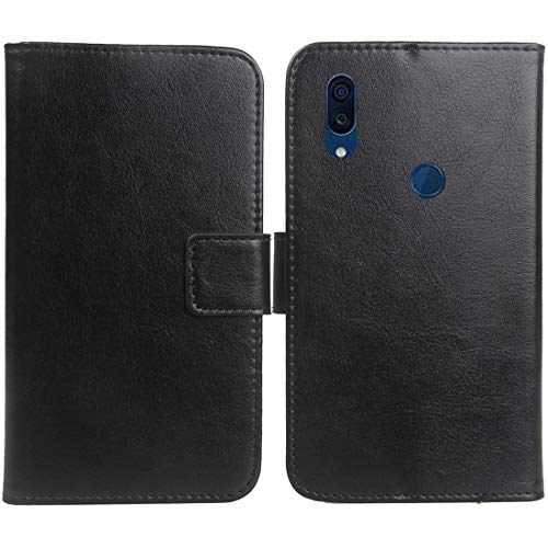 Gukas Flip PU Case para ZTE AXON 9 Pro 6.21' Funda De Carcasa Cartera De Cuero Billetera Cover Piel (Negro)
