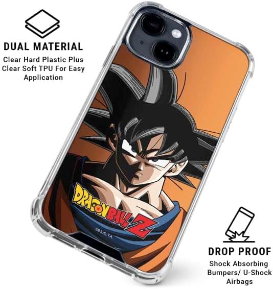 Skinit Clear Phone Case Compatible with iPhone 14 - Officially Licensed Dragon Ball Z Goku Portrait Design