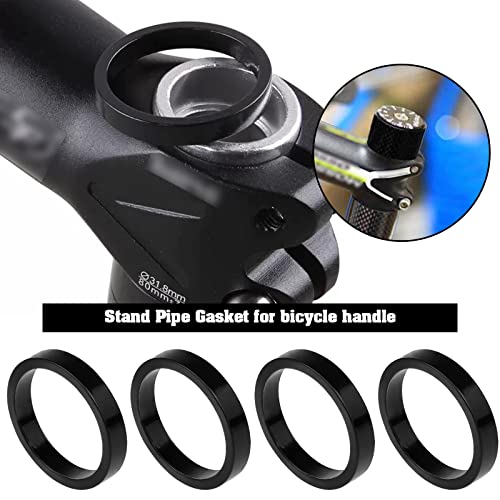 8Pcs Head Stem Spacer Replacement Head Tube Spacer Aluminum Alloy Headset Washer Bicycle Accessories Compatible With 25.4Mm Front Stem Fork Mtb/Bmx/Mountain Bike Black #TOP2