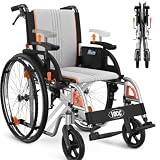 VOCIC Ultra Lightweight Foldable Wheelchairs for Adults 23lb Frame | Portable Self-Propelled Wheelchair for...
