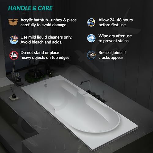 Image of Plantex Bathtub For Bathroom /Bath tub for Adults /Deep Soaker Bathtub with Overflow and Waste Coupling Accessories (White - 1670 mm)