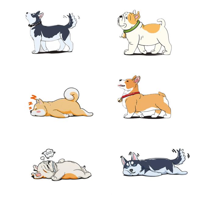 mengger Lot de 6 autocollants de voiture 3D amusants pour chien de dessin animé pour voiture, camion, moto, pare-chocs, fenêtre, ordinateur portable