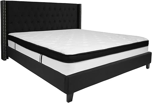 Flash Furniture SL-BM-10-GG - Conjuntos de cama de plataforma tapizadas, gris claro completo