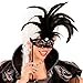 Produktbild Amakando Venezianische Lorgnette mit Federn / Schwarz / Zauberhafte Ball-Maske mit Stab / Perfekt geeignet zu Fasching & Mottoparty