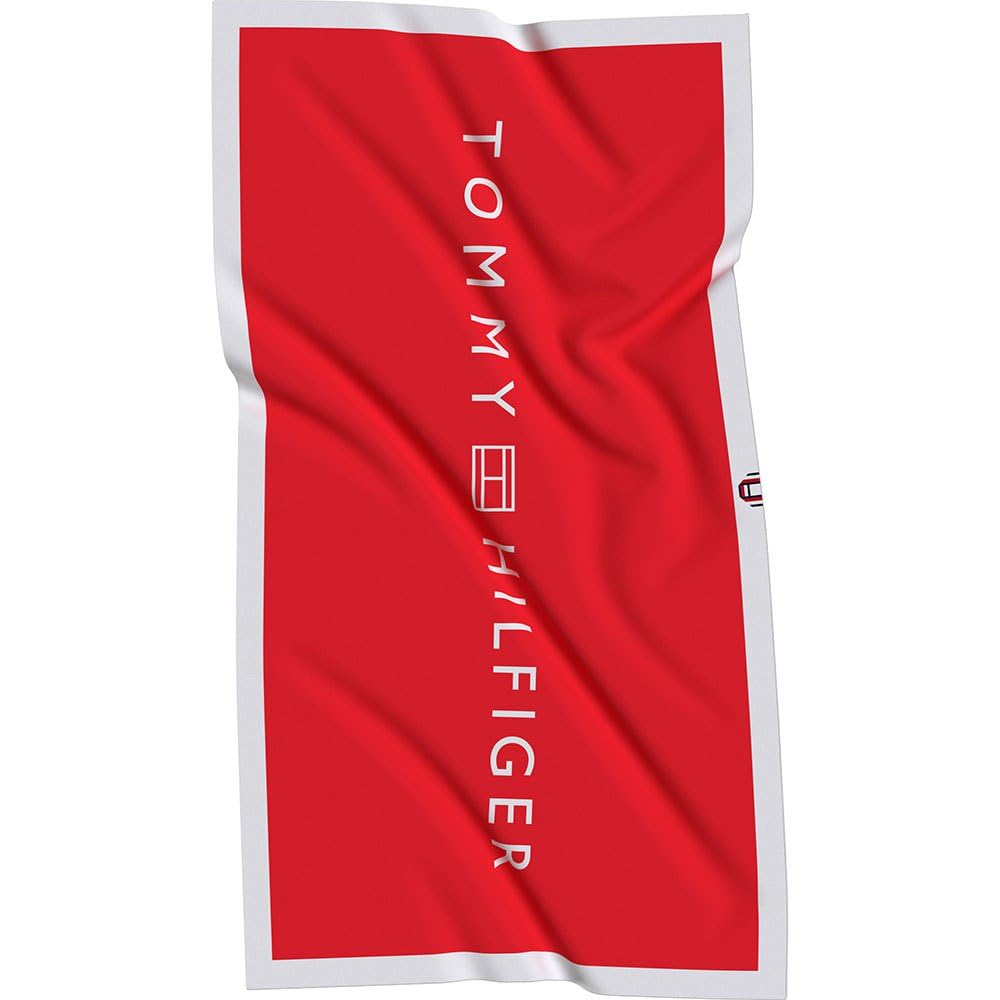 Tommy Hilfiger Telo mare piscina spa spugna di cotone con stampa cm.180x100 (circa) articolo UU0UU00074 towel, XJD Daring scarlet, Taglia unica