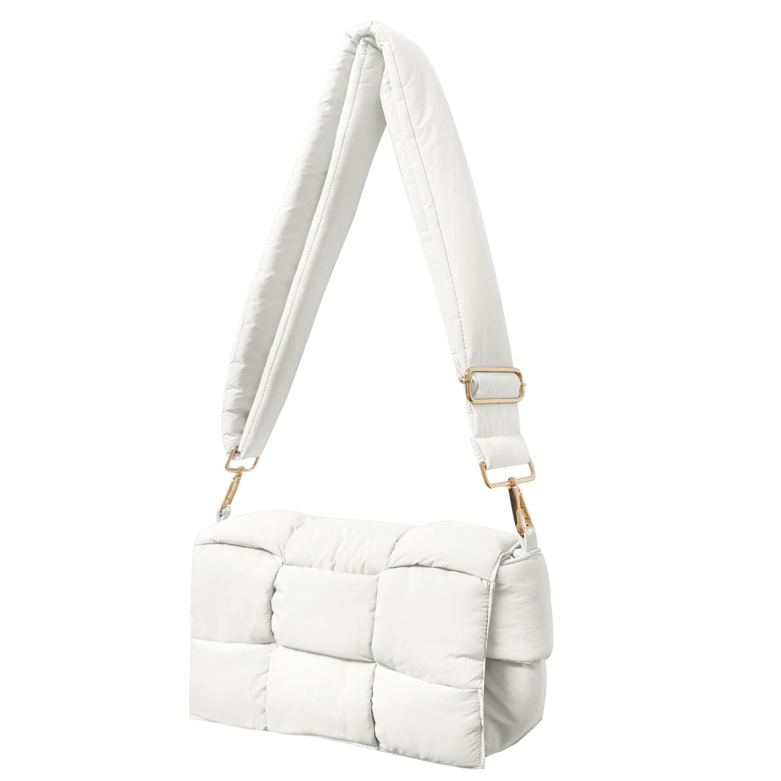 Shoulder Bag Lightweight Puffer Tote Crossbody Bag Handwoven for Women | waterproof nylon, durable, soft padded texture, versatile for travel, work, weekend, everyday, adjustable strap