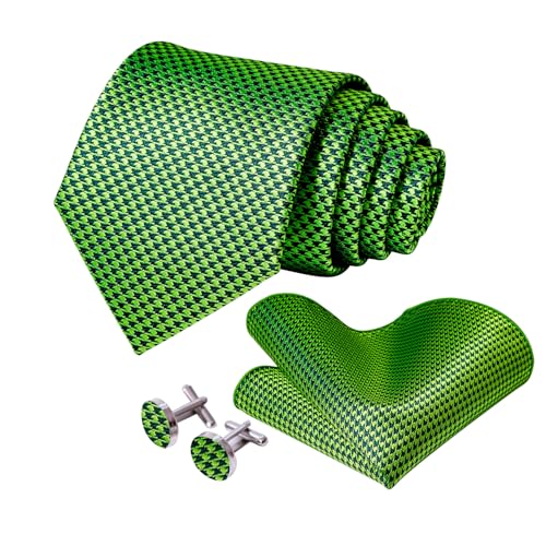 Image of 5PCS Mens Silk Tie, Pocket Square, Cufflinks, Drilled Tie Ring and Lapel Pin Set for Wedding Groom Party