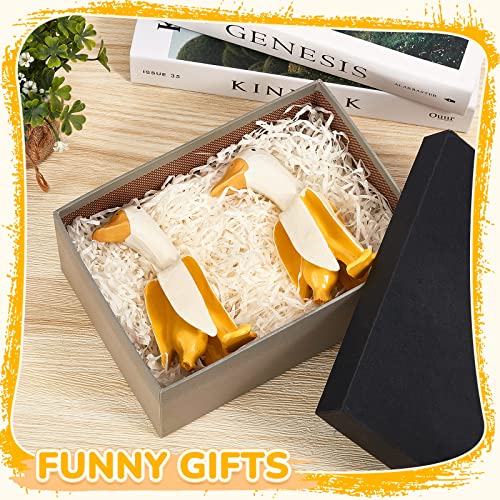 2 Pcs Banana Duck Statue Garden Ornament Art Banana Duck Sculpture Funny Creative Resin Peeled Yellow White Banana Duck Statue Figurine For Indoor Outdoor Garden Yard Lawn Home Office Decorations #TOP6