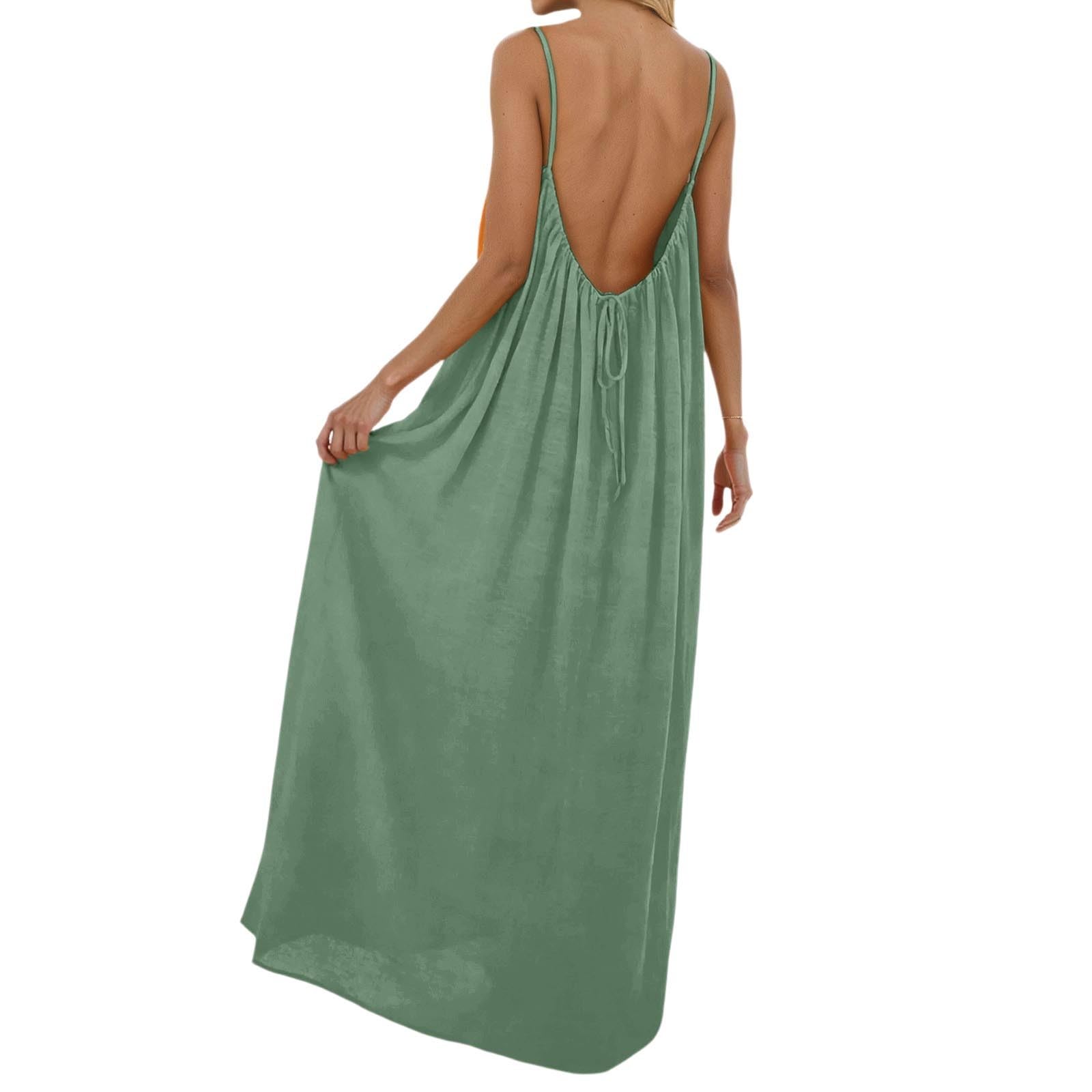 Boho Dresses for Women Beach Dress Maxi Dresses Sundress Backless Dress
