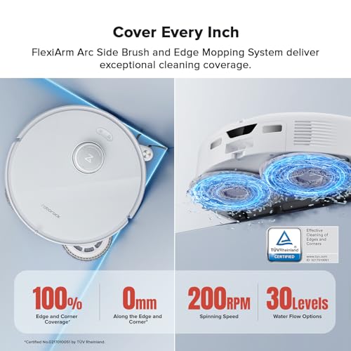roborock Qrevo Curv Robot Vacuum and Mop, Zero-Tangling, AdaptiLift Chassis, FlexiArm Technology, Al Obstacle Recognition, 17mm Mop Lift, 18,500Pa Suction, Hot Water Mop Washing & Dock Self Cleaning by roborock - Image 5