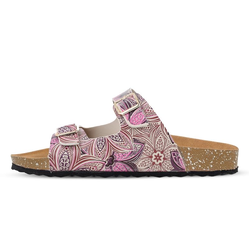 Image of WALKAROO Women's Fashion Sandals|Printed Dual Strap Design,Cushioned Insole, Lightweight PU Sole|Fashion,Trendy,Stylish Slip-On Comfort Sandals | WLE74035