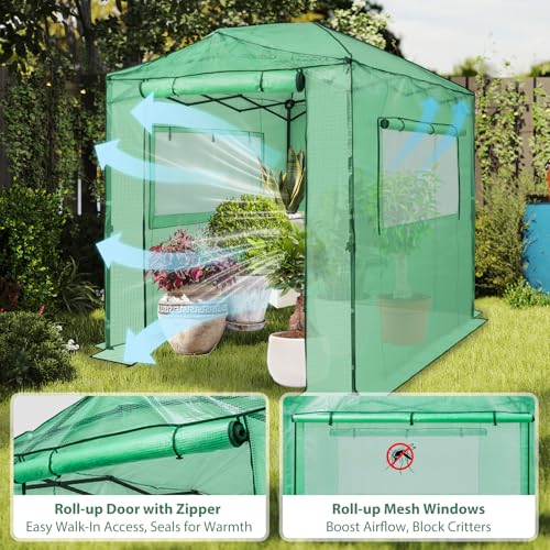 Image of EAGLE PEAK 8x6 Easy Setup Pop Up Greenhouse, Clear /Green