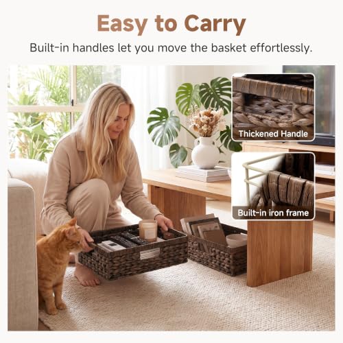 Image of StorageWorks Large Wicker Storage Baskets for Shelves, Brown Baskets,1-Pack