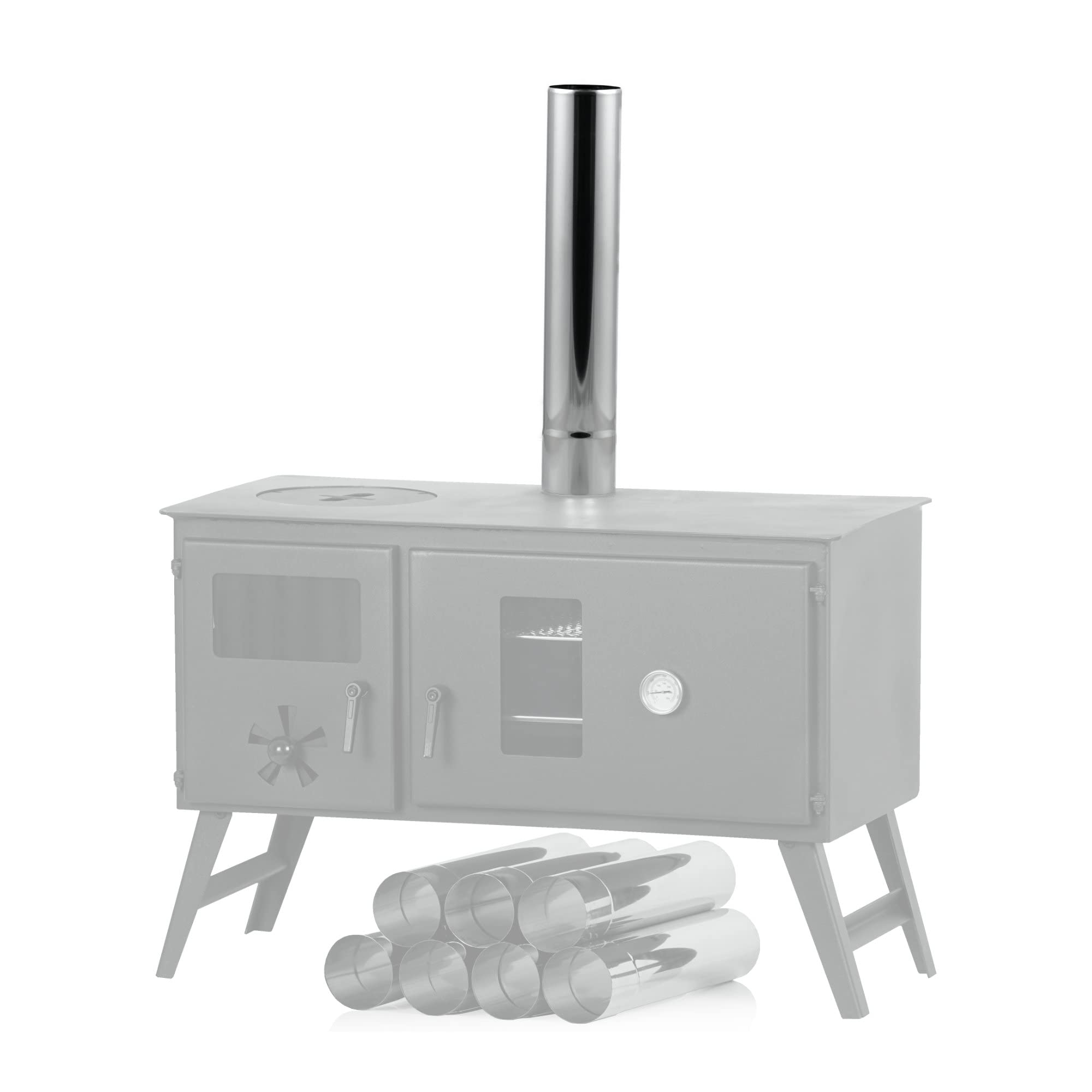 CampFeuer Rura piecowa ze stali nierdzewnej, 1 sztuka, Ø 6 cm, rura kominowa, rura piecowa, długość 32,5 cm, przedłużenie rury kominowej, rury kominowej, rury spalinowej, pieca, komina ze stali