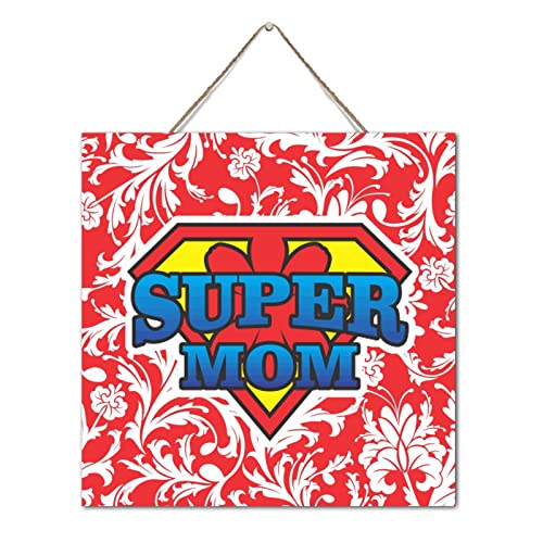Panneau décoratif vintage en bois Super Mom de qualité supérieure