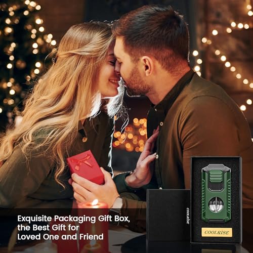 5-in-1 Torch Lighter with V-Shape Shear, Punch, Holder, and Draw Enhancer, Triple Windproof Flame, All-in-one Lighter with Multi-Functional Accessory, Refillable Butane Lighter with Gift Box for Men - Image 6