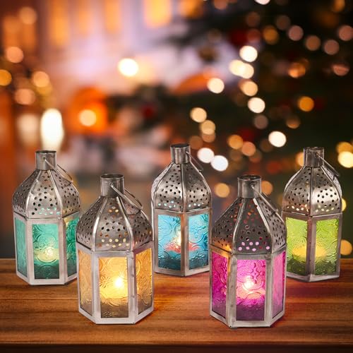 Marrakech - Juego de 5 farolillos orientales Faiha de 14 cm para exteriores, como decoración de balcón o interior como decoración de salón Ramadán