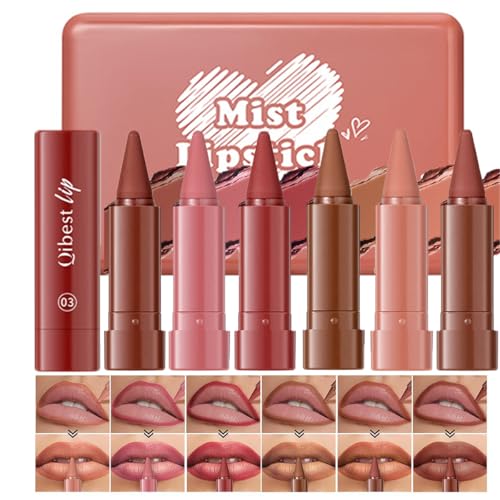 Baorder Lot de 6 rouges à lèvres 2 en 1 dégradé - Crayon à lèvres naturel mat nude marron...