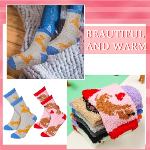 Image of Skicuff 6 Pairs Women Fuzzy Socks Bulk Slipper Warm Sleeping Crew Socks for Women Men Microfiber Soft Holiday Teacher Gifts