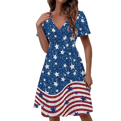 Image of Women's Summer Formal Dresses Short Sleeve Wrap V Neck Dresses Bridesmaid Wedding Guest Dress with Pockets