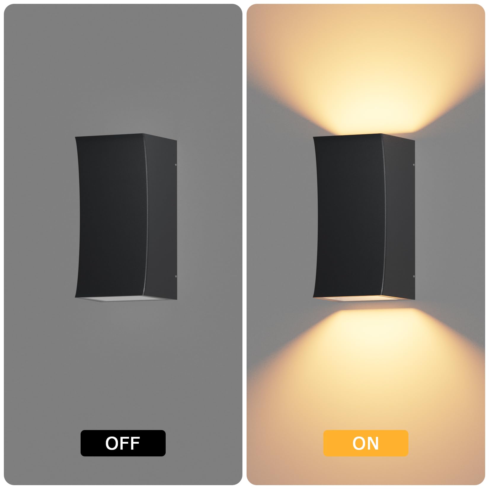 Klighten Applique Esterno/Interno GU10, LED Lampada da parete Alluminio Su Giù 10W bianco caldo 3000K, Applique da Esterni IP65 Moderna per soggiorno giardino corridoio cortile, Nero