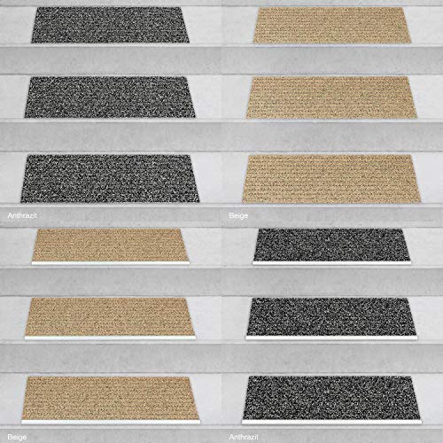 Kettelservice-Metzker Sicherheits-Stufenmatte mit Aluprofil, Antirutschmatte für den Außenbereich Salz-Pfeffer 65x24cm, witterungsbeständig
